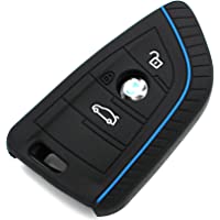 Finest-Folia - Funda de silicona para llave de coche con 3 botones- color negro y azul